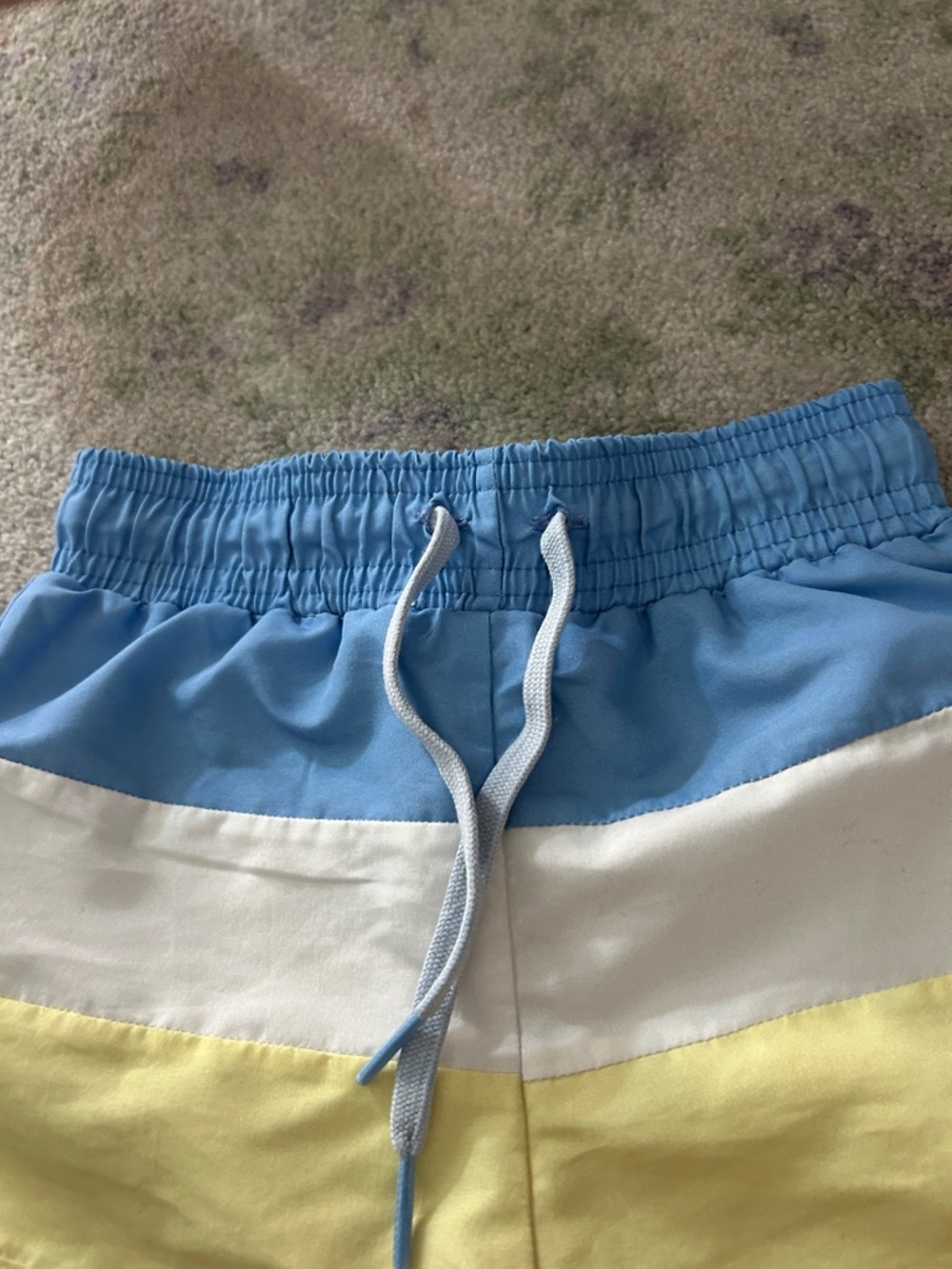Kids Colorblock Swim Trunks - Blue, White & Yellow - Picture 2 of 4